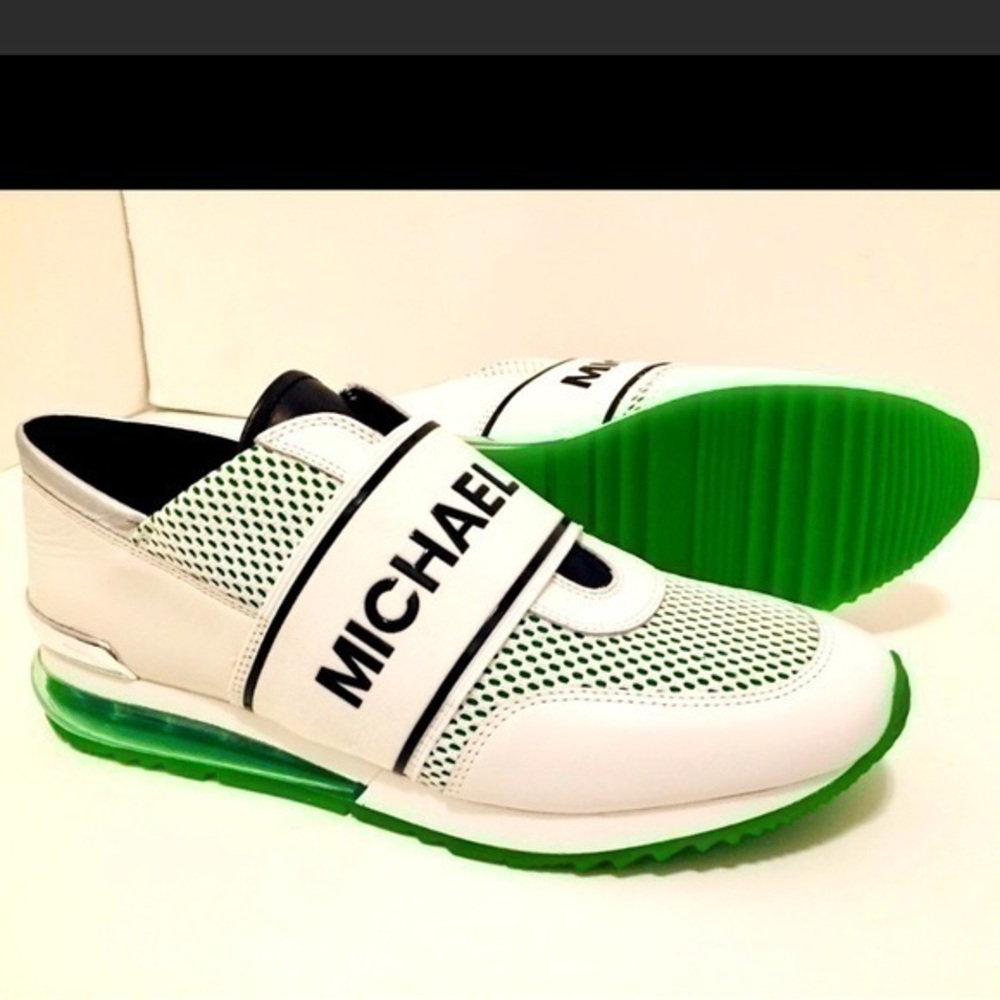 Michael KORS ALLIE MK Logo WHT Green Trainā¦